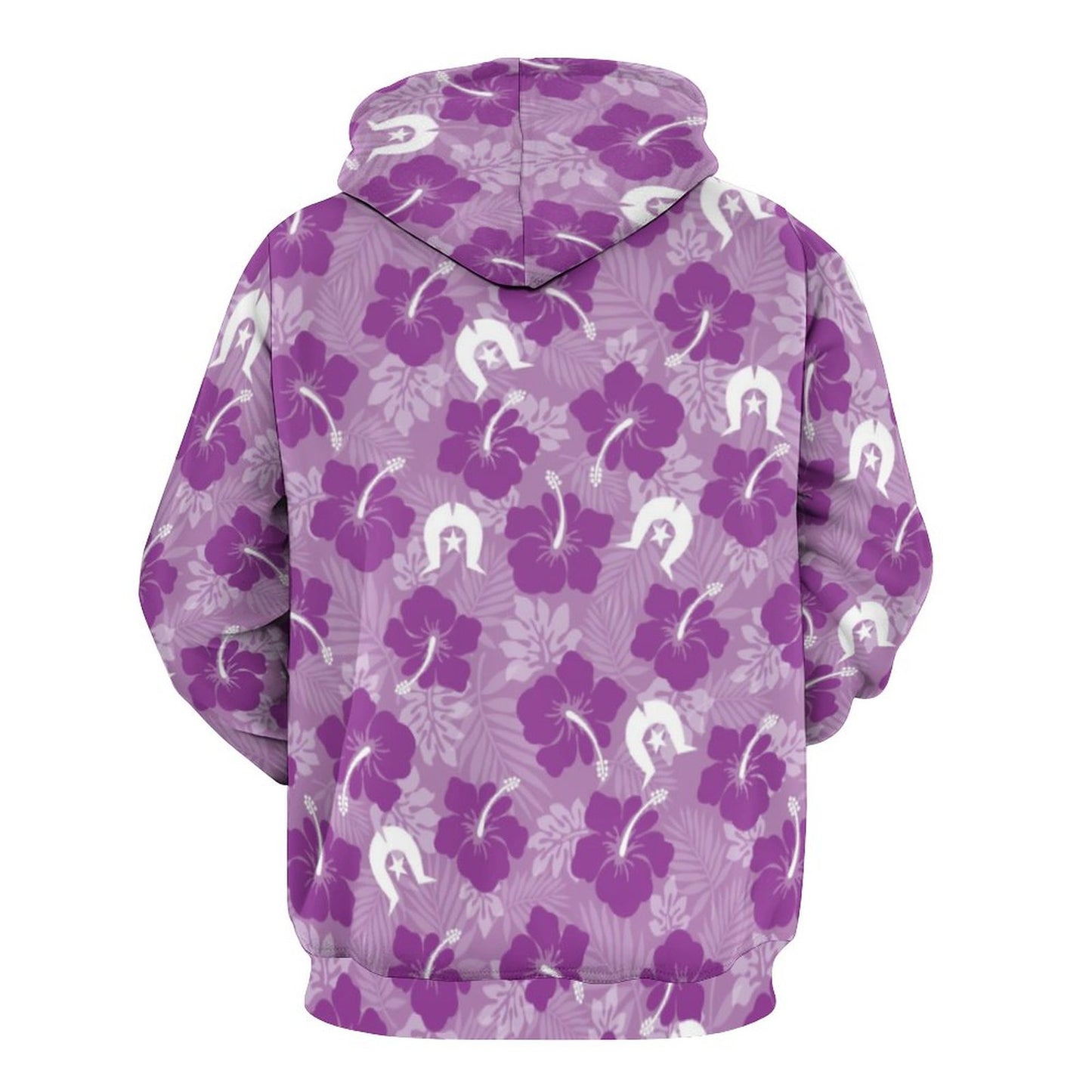 Hibiscus flowers with White Dhari (Royal purple) on Men's Cool Hoodie with Double-layer Cap