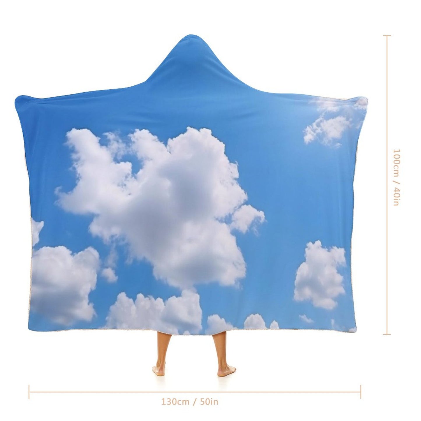 Clouds on Wrap Hooded Blanket-40"x50"/ 100x130cm