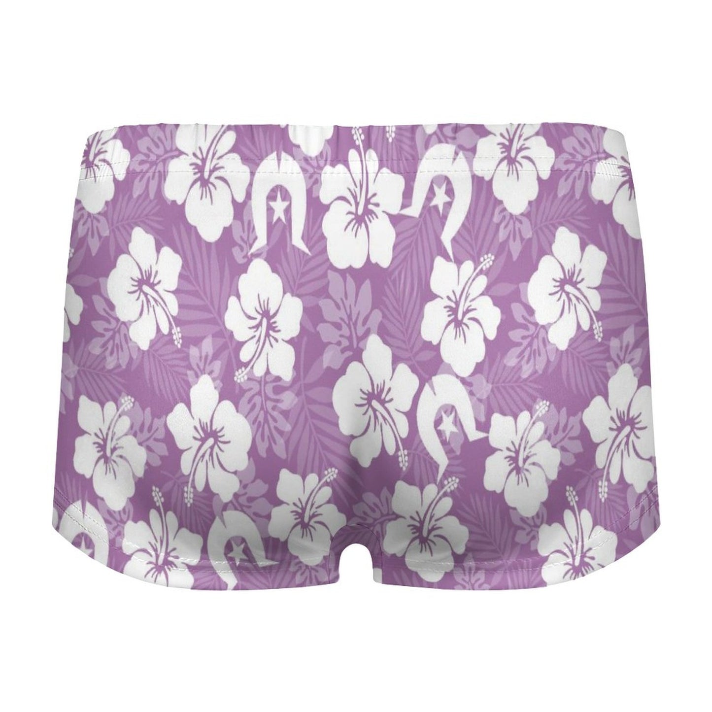 White Hibiscus and Dhari (Purple) on 180gsm Women's Boxer Briefs