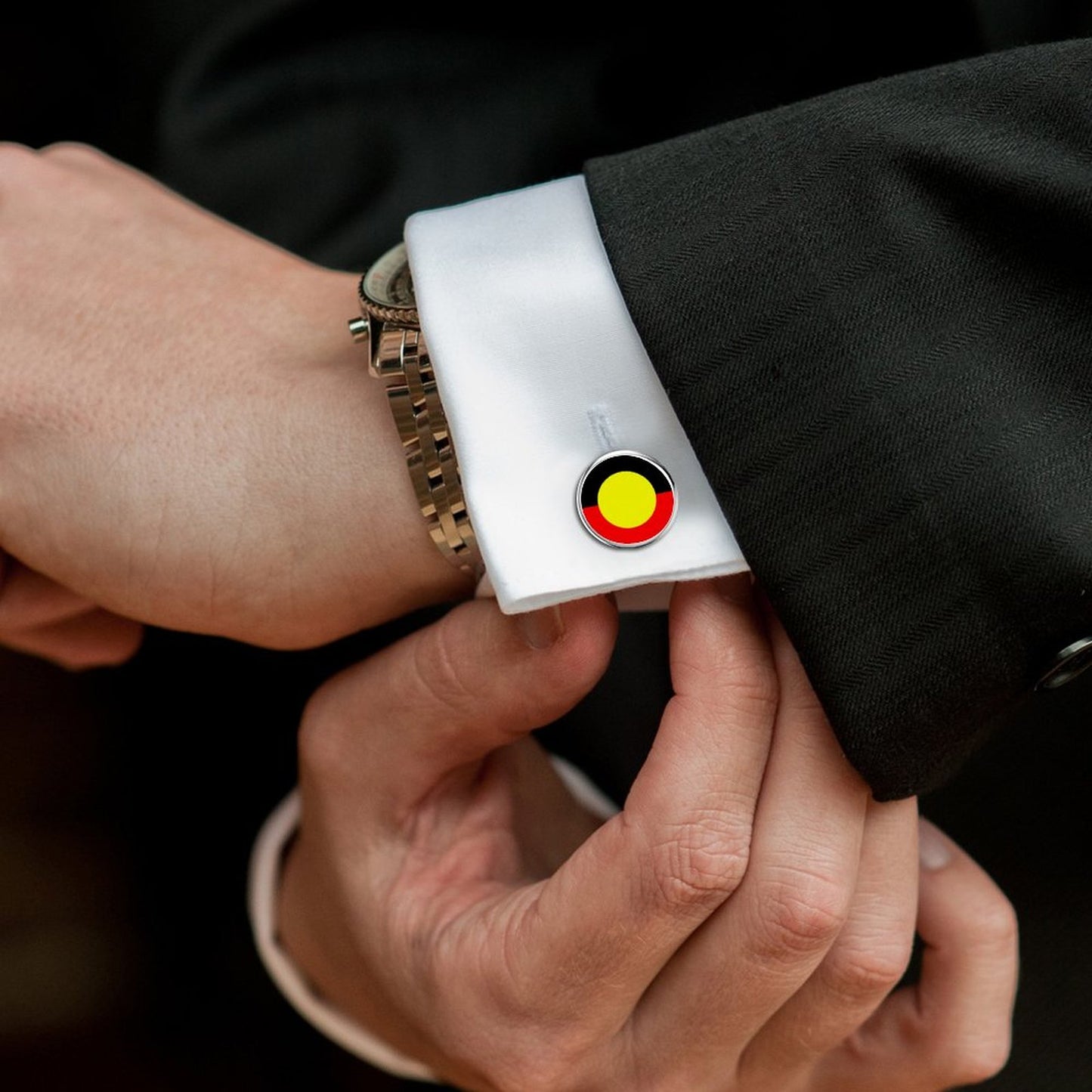 Aboriginal Flag on Shirt Cufflinks