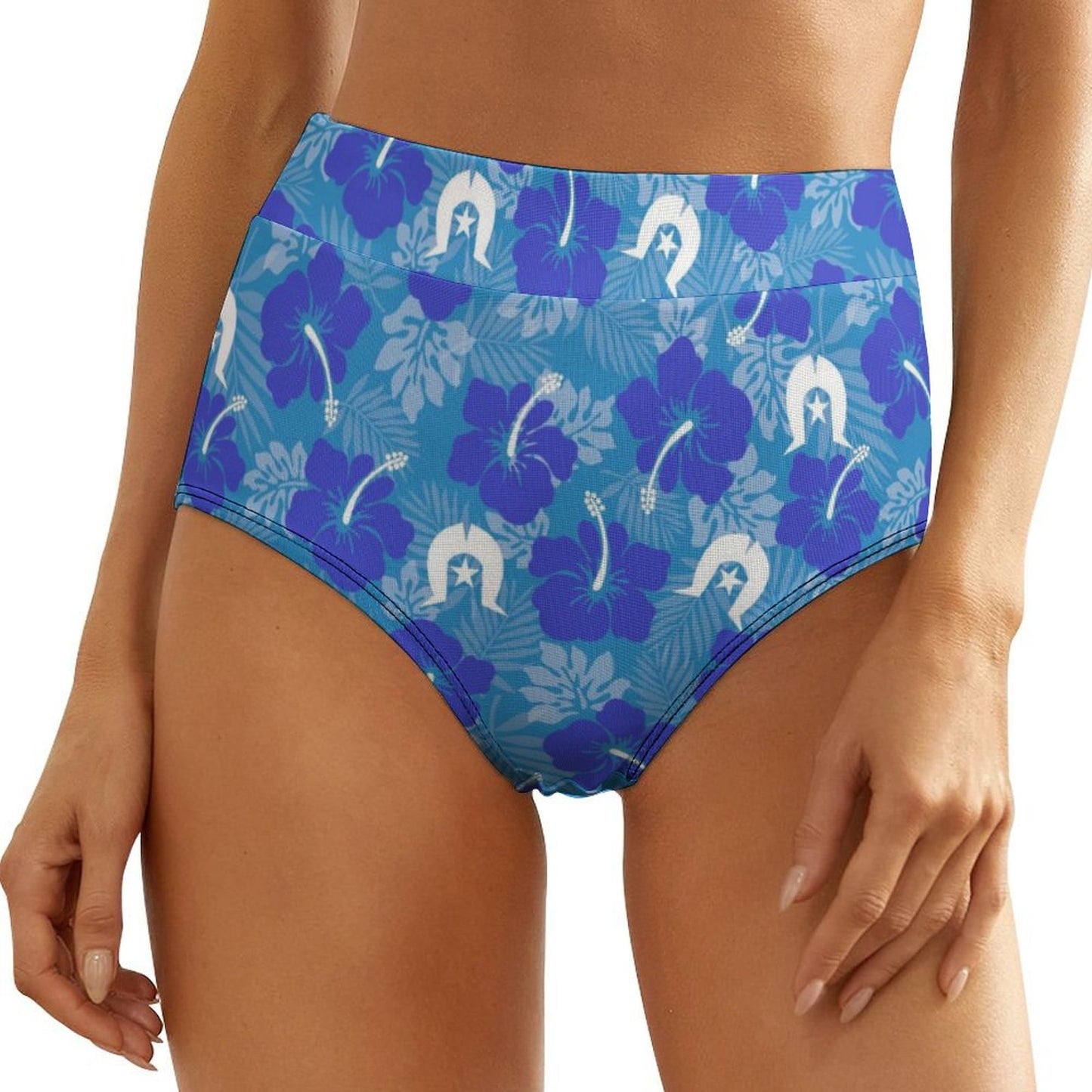 Hibiscus flowers with Dhari (Royal blue) on Women's High-Rise Panties
