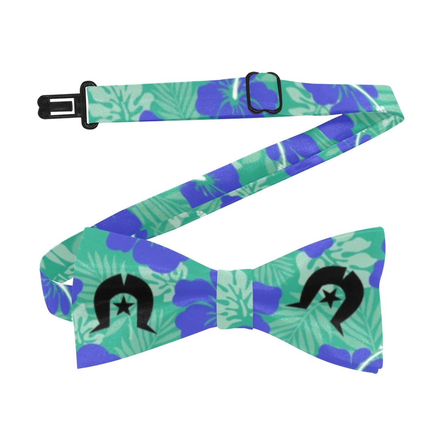 Royal Blue Hibiscus flowers with Black Dhari on Men's Bowtie