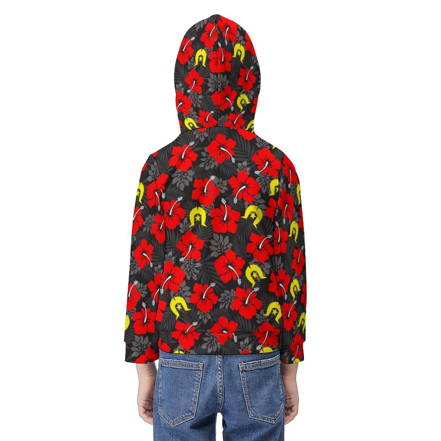 Royal Red Hibiscus with Yellow Dhari on Children's Hoodie