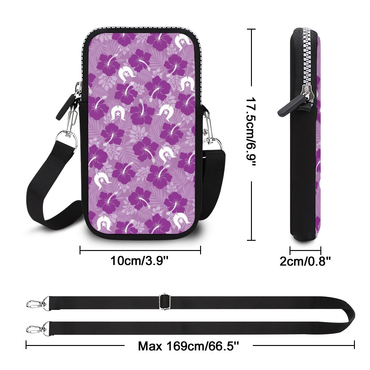 Hibiscus flowers with Dhari (Royal purple) on Phone Purses with Crossbody Strap
