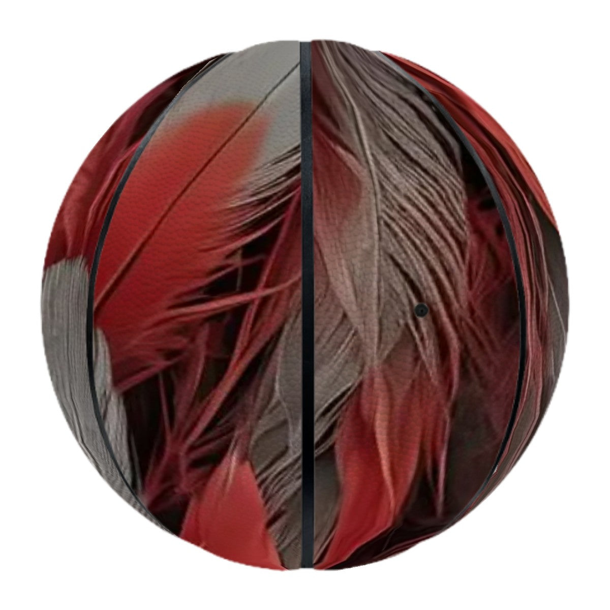 Red and Grey Feather on Basketball