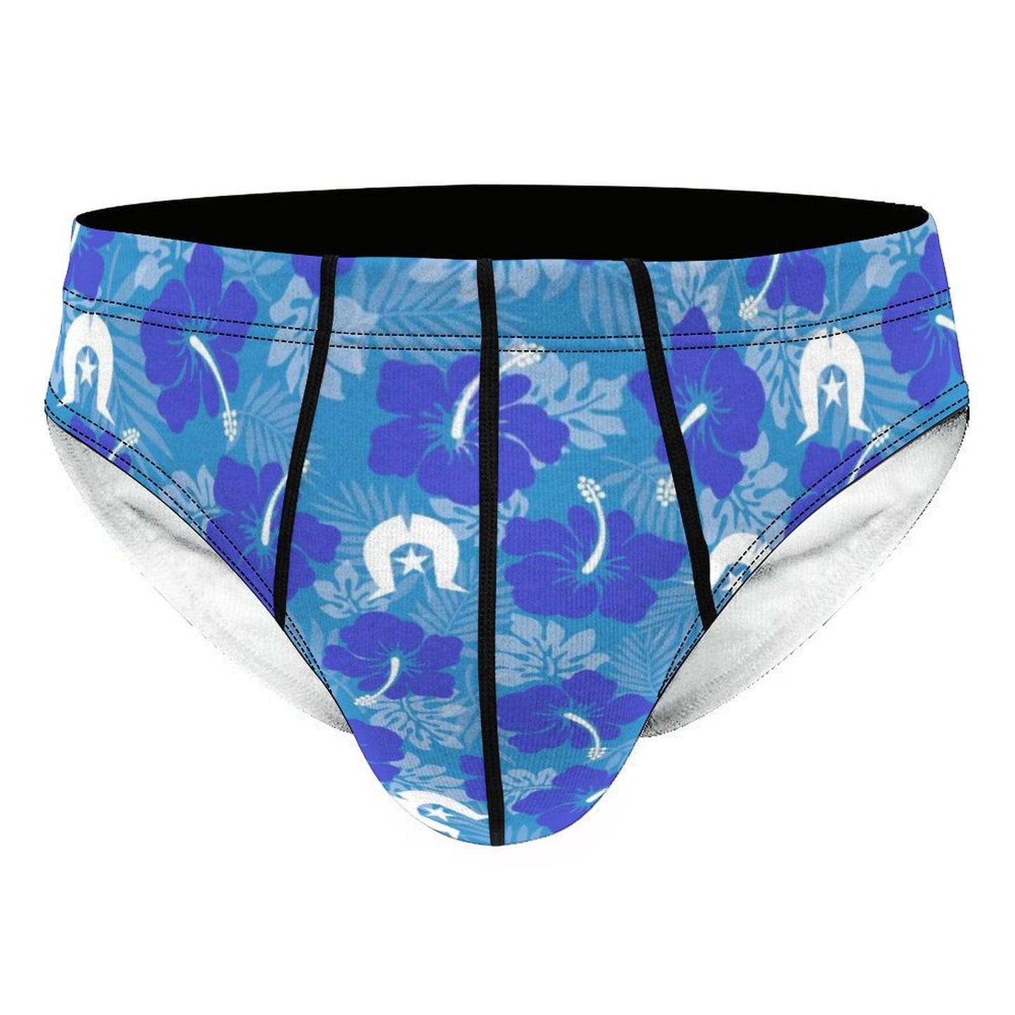 Hibiscus flowers with Dhari (Royal blue) on Milk Silk Men's Briefs