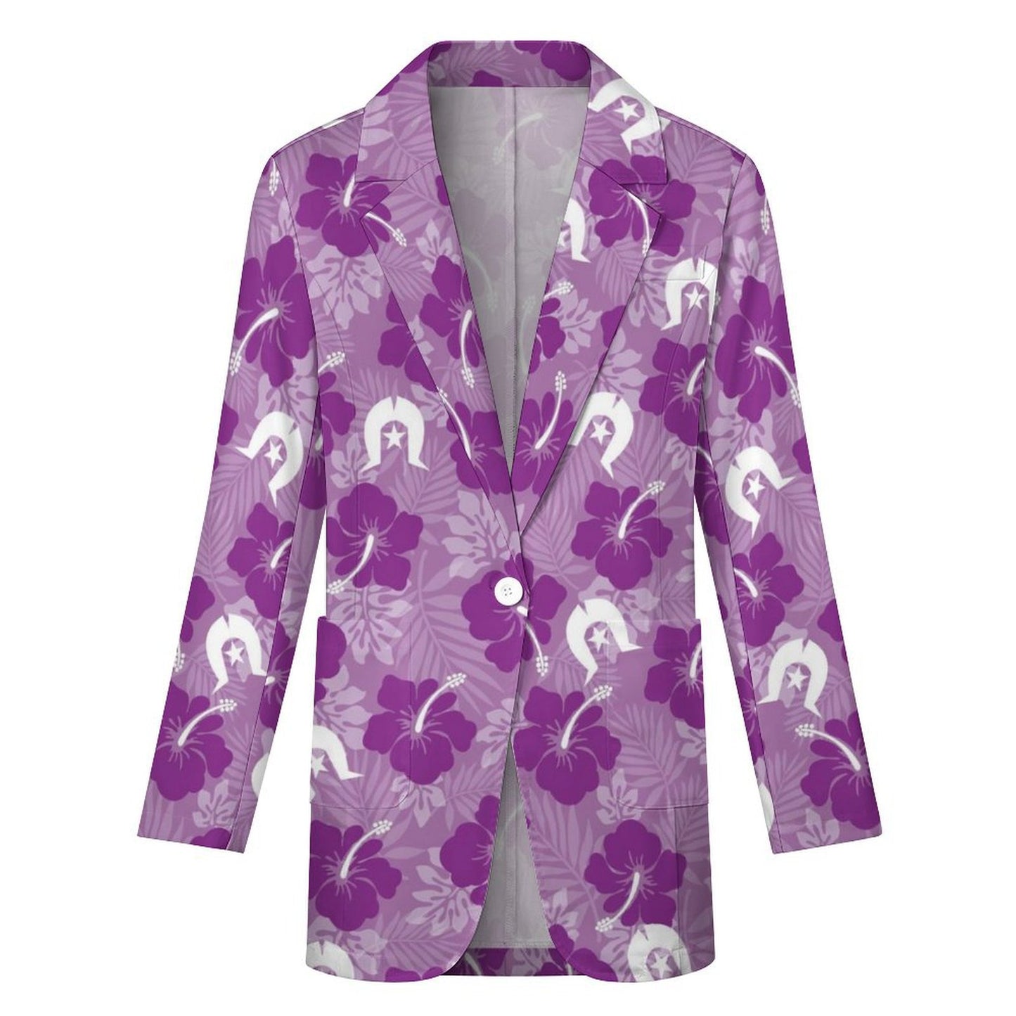 Hibiscus flowers with White Dhari (Royal purple) on Women's Blazer