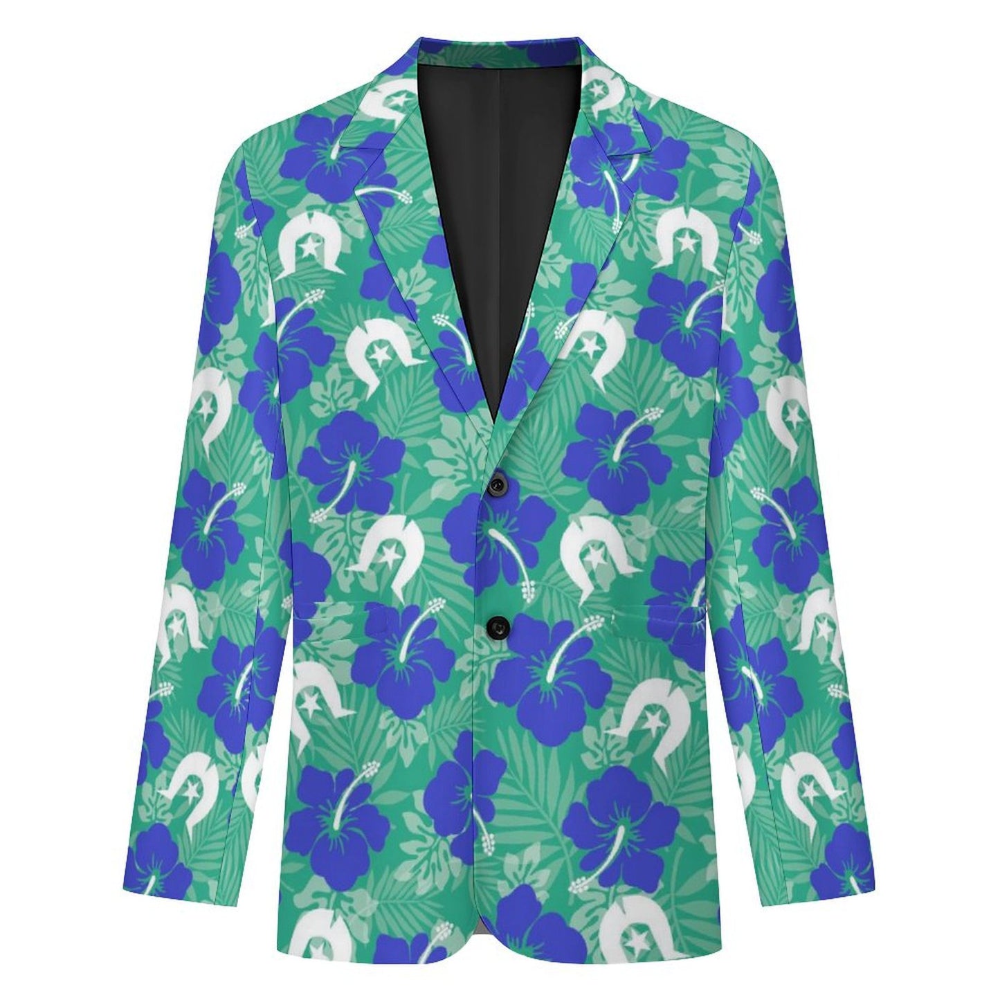 Royal Blue Hibiscus flowers with Dhari on Men's Blazer