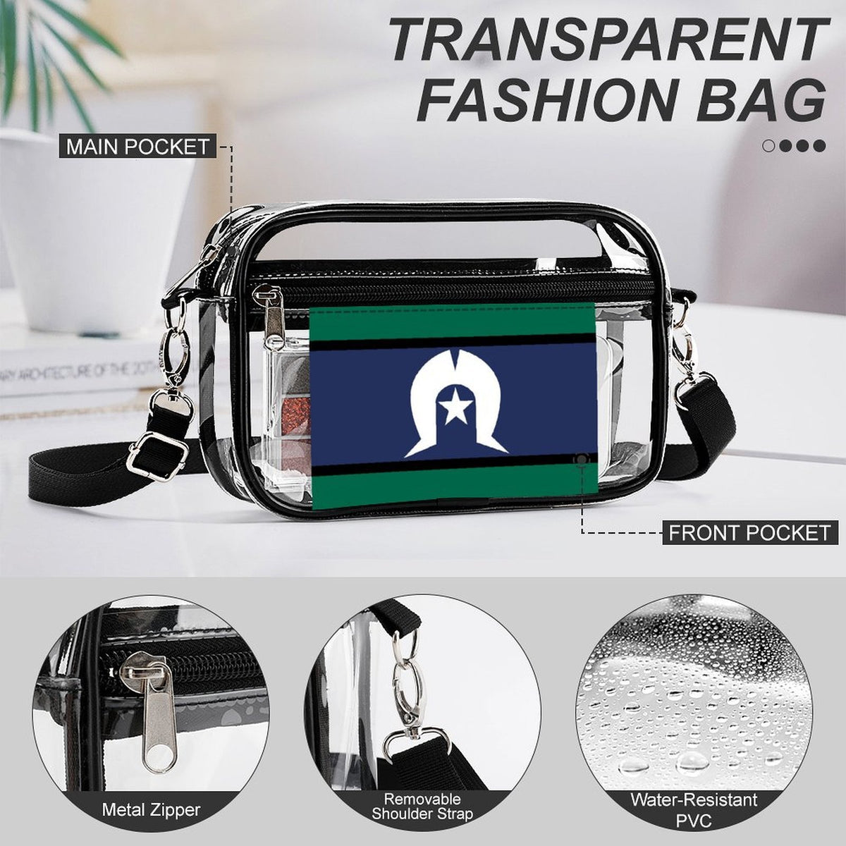 Torres Strait flag on 2-Piece Clear Satchel Bag Set