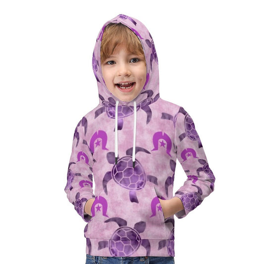 Purple Turtle Pattern on Children's Hoodie