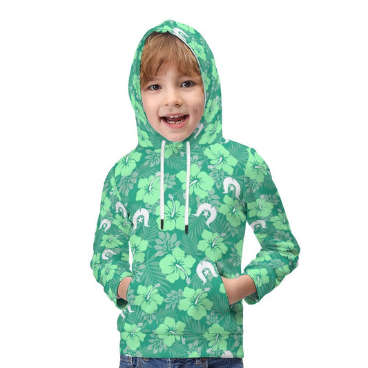 Hibiscus flowers with Dhari (Royal mint) on Children's Hoodie