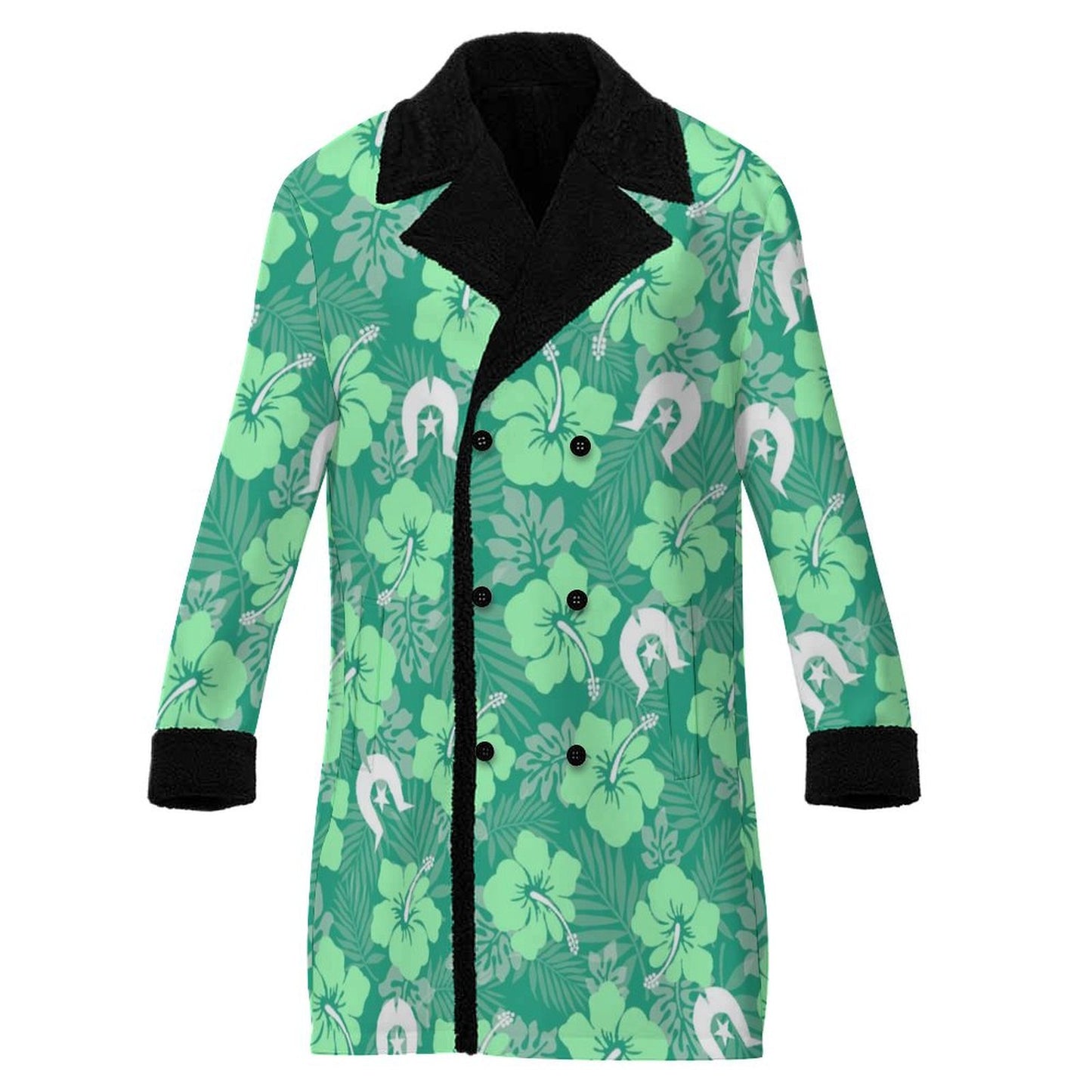 Hibiscus flowers with Dhari (Royal mint) on Men's Double Breasted Coat