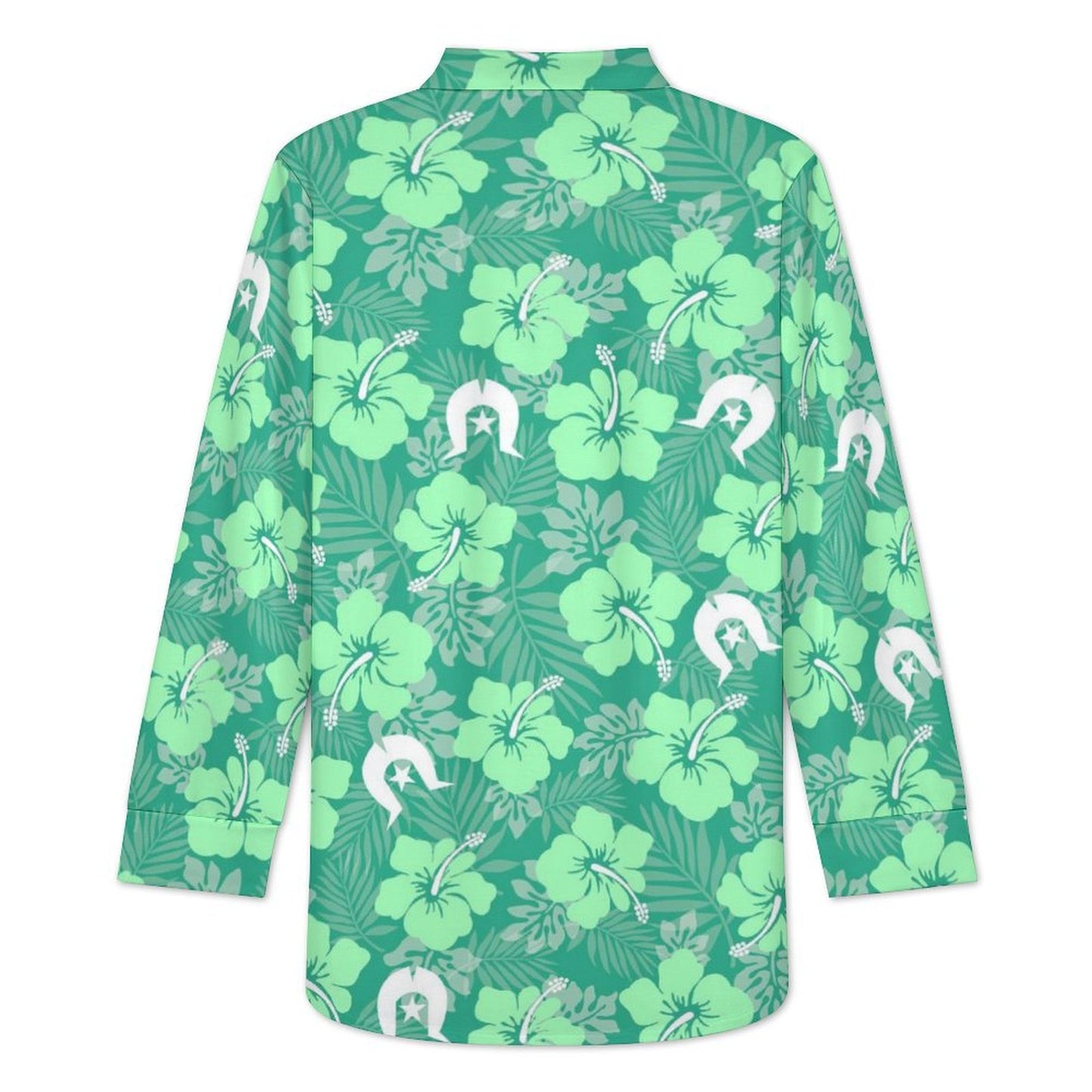 Hibiscus flowers with Dhari (Royal mint) on Women's Long Sleeve Shirt Dress
