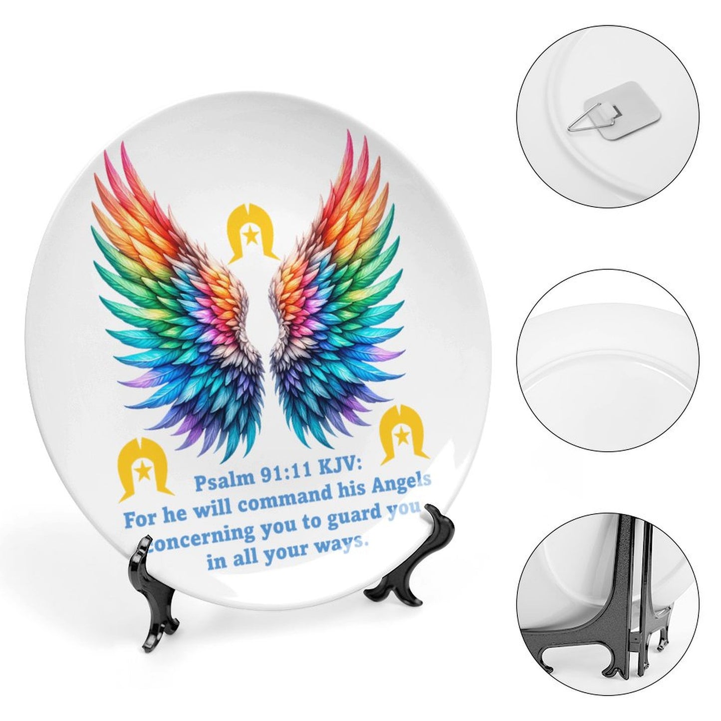 Bible Psalm on Angels with Dhari on Bone China Decorative Plate