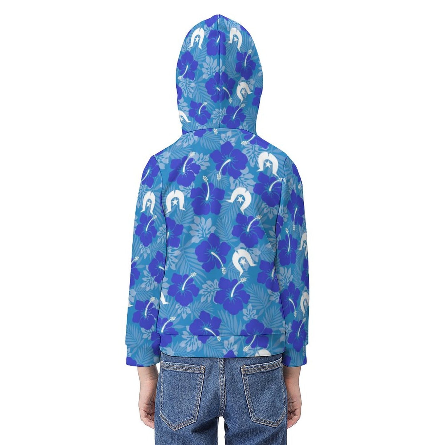 Hibiscus flowers with Dhari (Royal blue) on Children's Hoodie