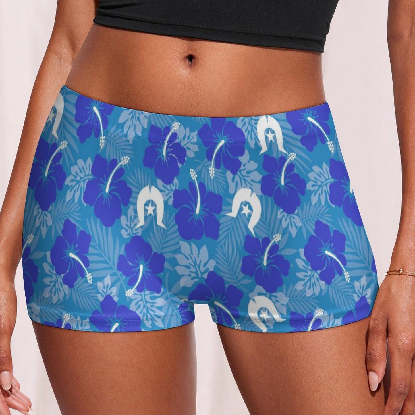 Hibiscus flowers with Dhari (Royal blue) on180gsm Women's Boxer Briefs