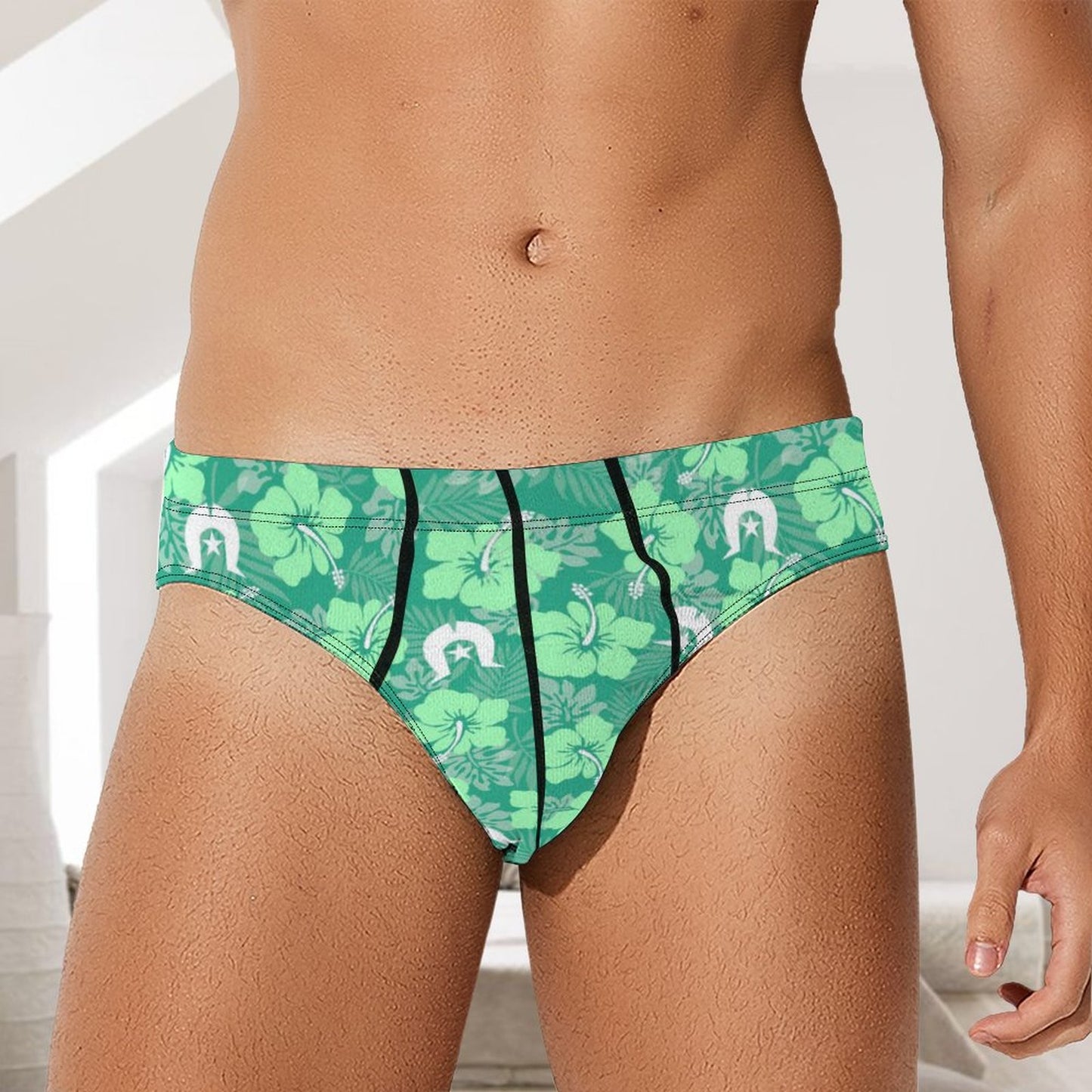 Hibiscus flowers with Dhari (Royal mint) on Milk Silk Men's Briefs
