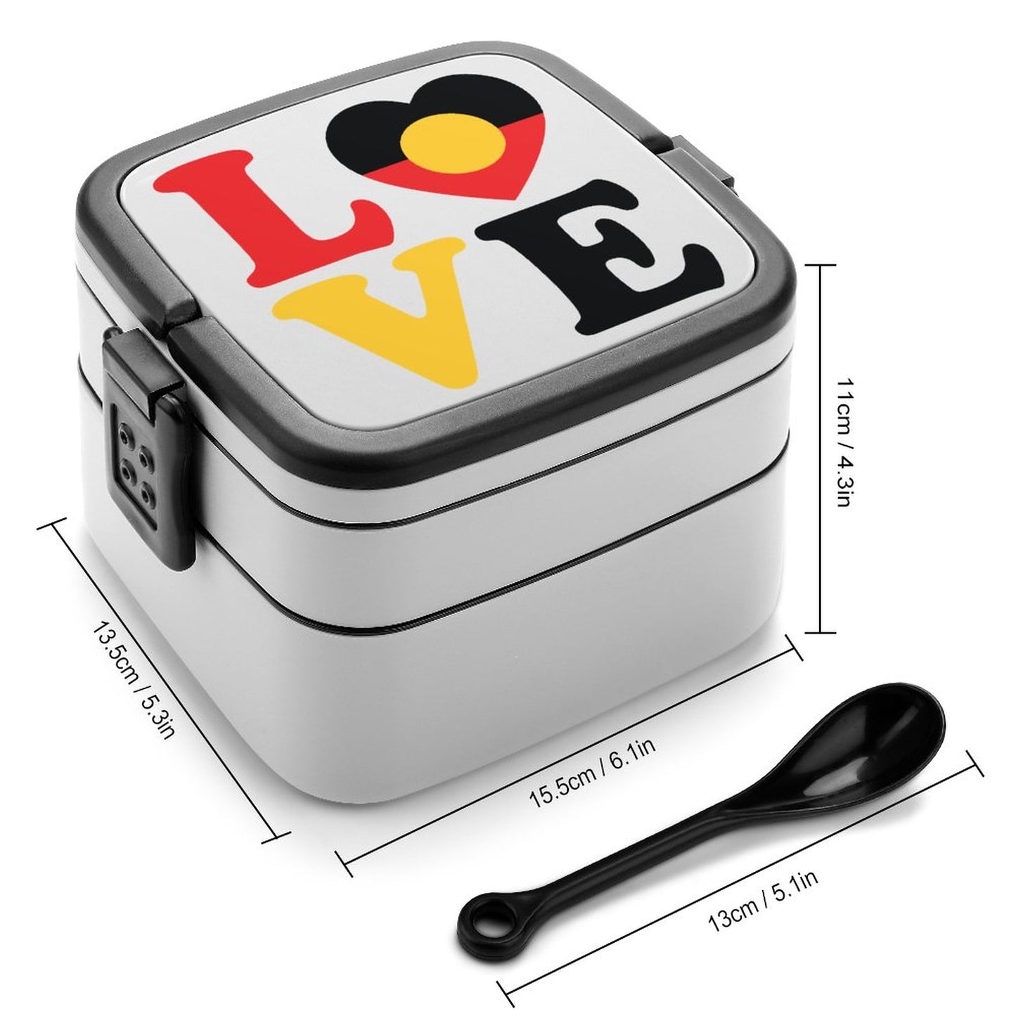 Aboriginal flag with LOVE on 2-Tier Stackable Bento Lunch Box