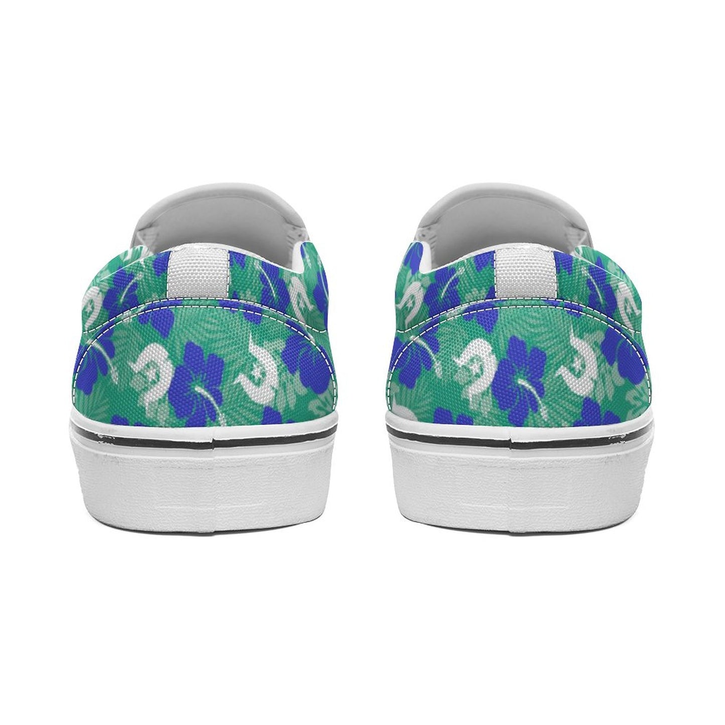Royal Blue Hibiscus flowers with Dhari on Canvas Shoes for Teenagers