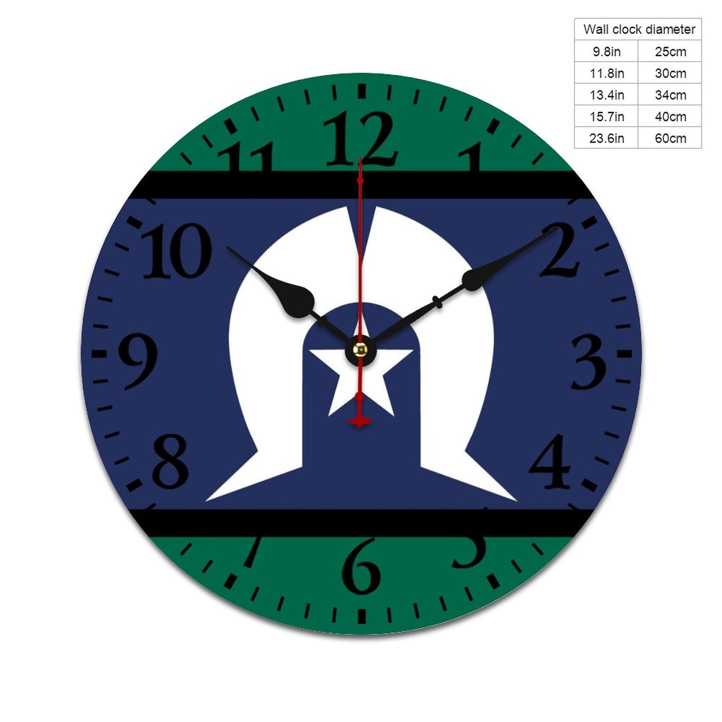 Torres Strait flag on Wooden Wall Clock-9.84"x9.84"/ 25x25cm