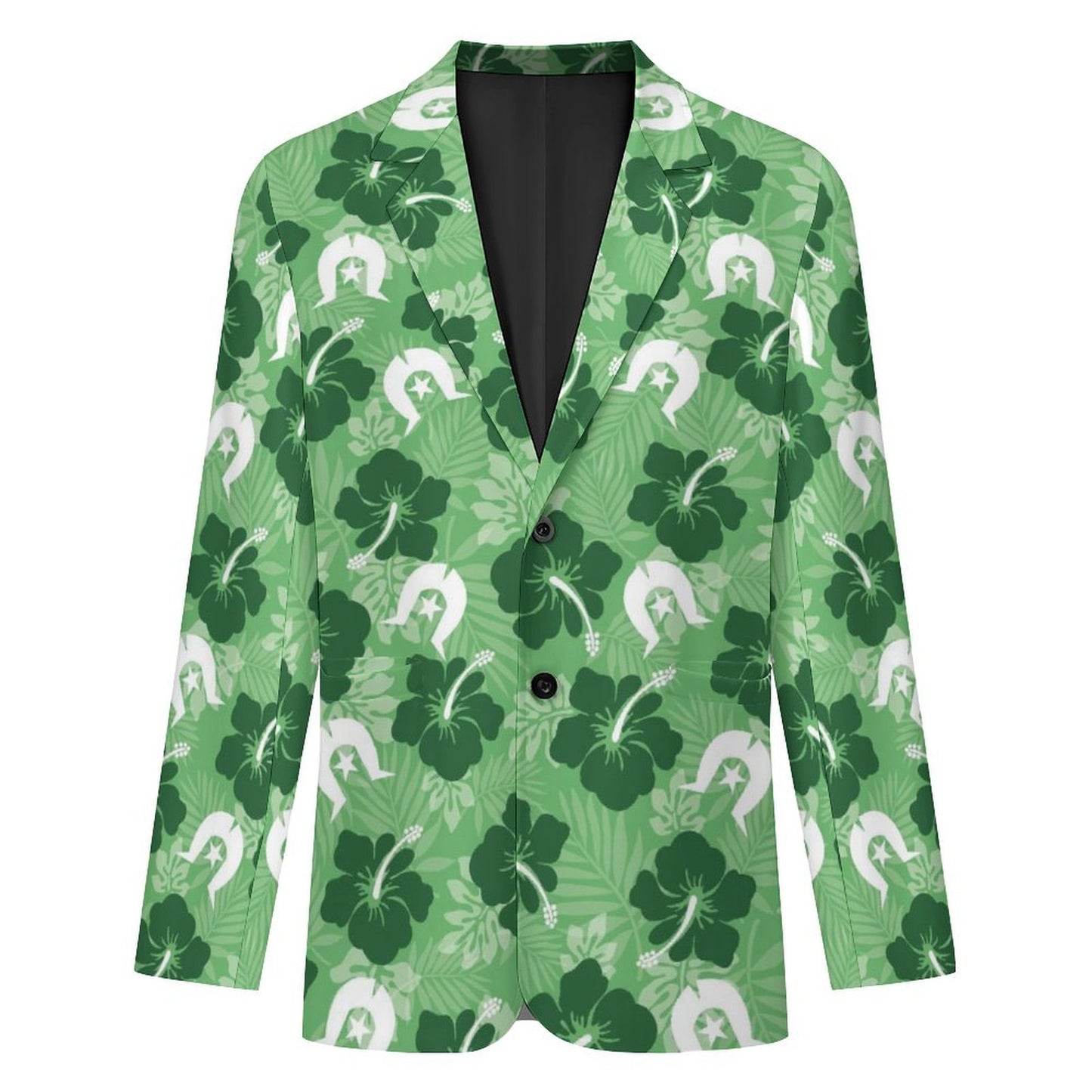 Hibiscus flowers with Dhari (Sea Grass Green) on Men’s Blazer