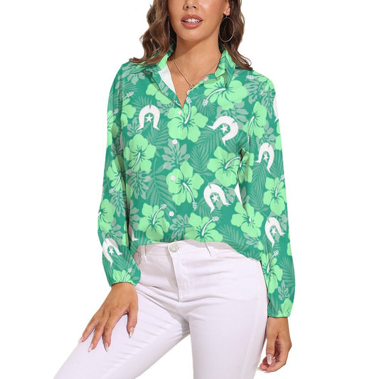 Hibiscus flowers with Dhari (Royal mint) on Casual Long Sleeve Vintage Tour Shirt