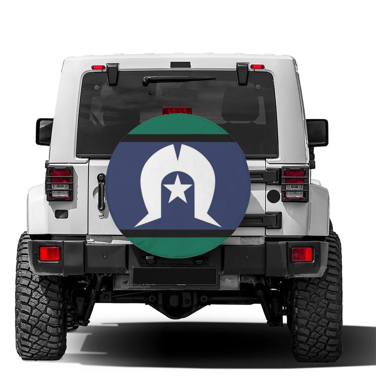 Torres Strait flag on Spare Tire Cover (14")