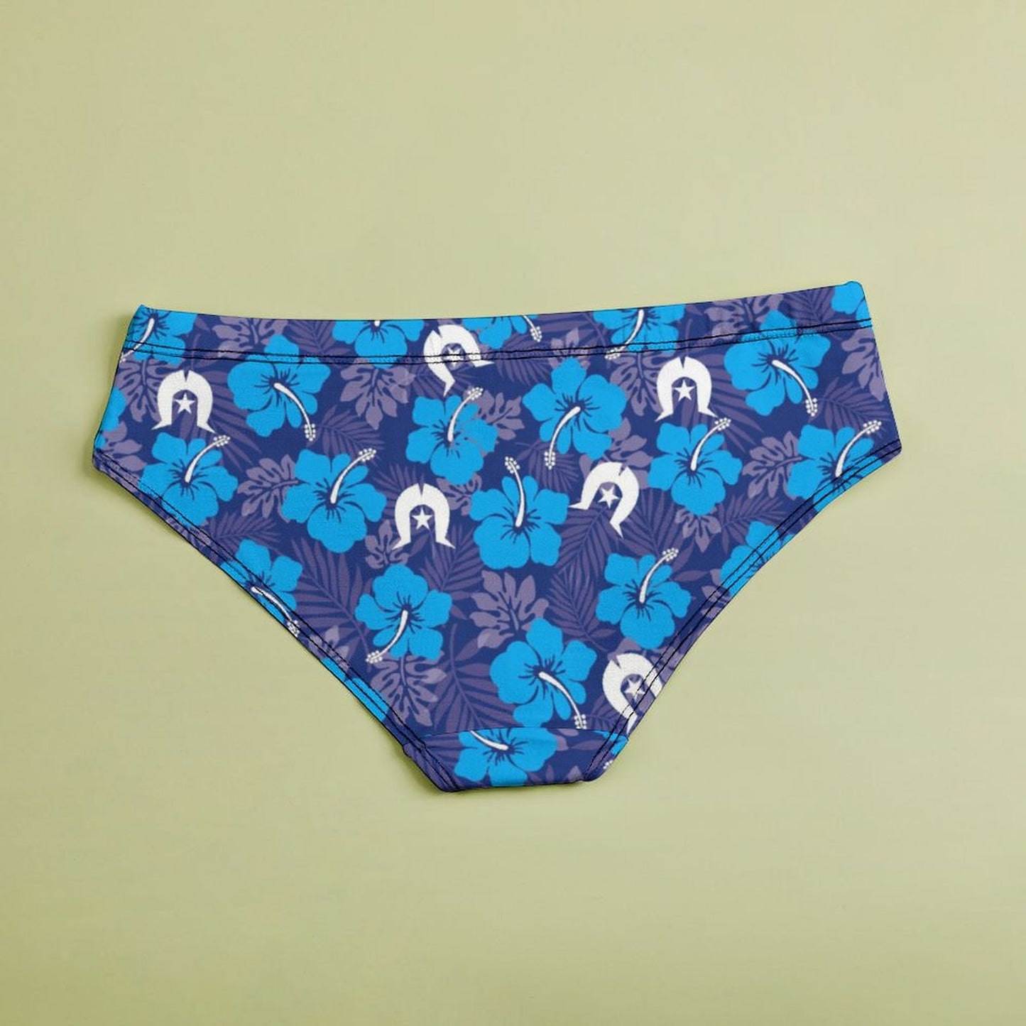 Hibiscus flowers with White Dhari (Royal blue) on  Women's Low-Rise Panties