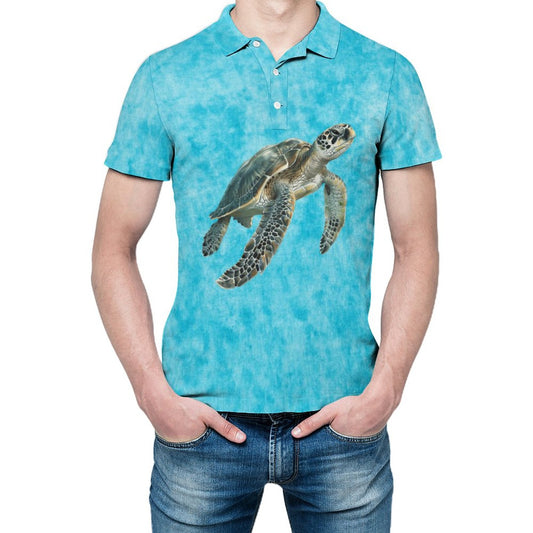 Blue Turtle Dreaming on Men's Golf Polo