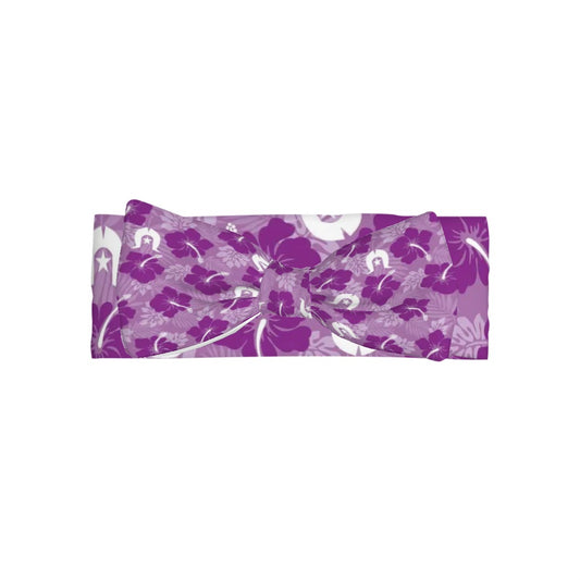 Hibiscus flowers with Dhari (Royal purple) on Bowknot Baby Headbands