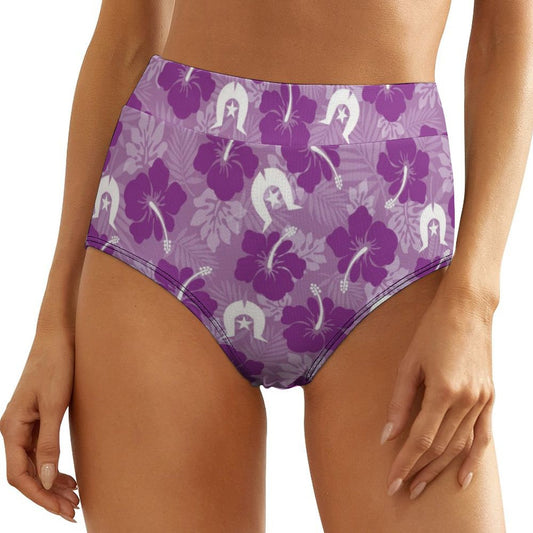 Hibiscus flowers with Dhari (Royal purple) on Women's High-Rise Panties