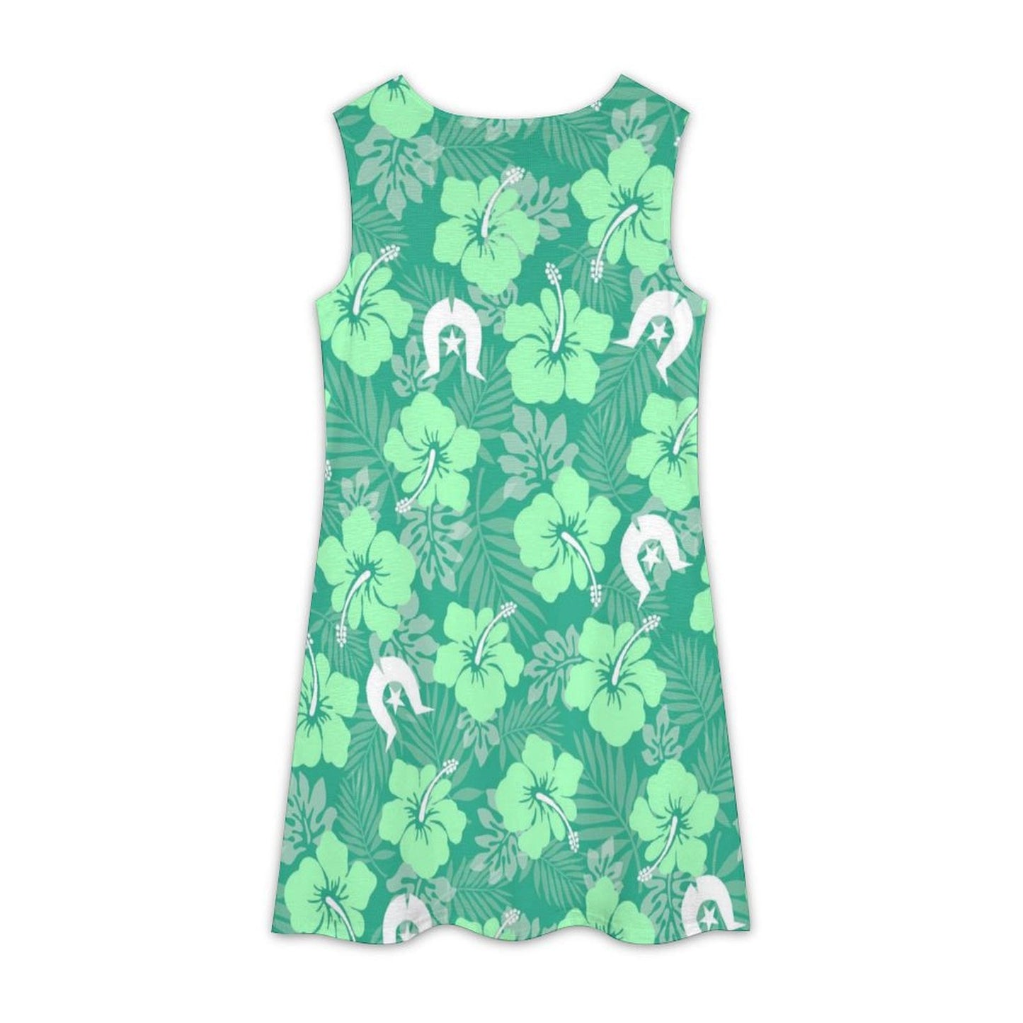 Hibiscus flowers with Dhari (Royal mint) on Sleeveless Dress