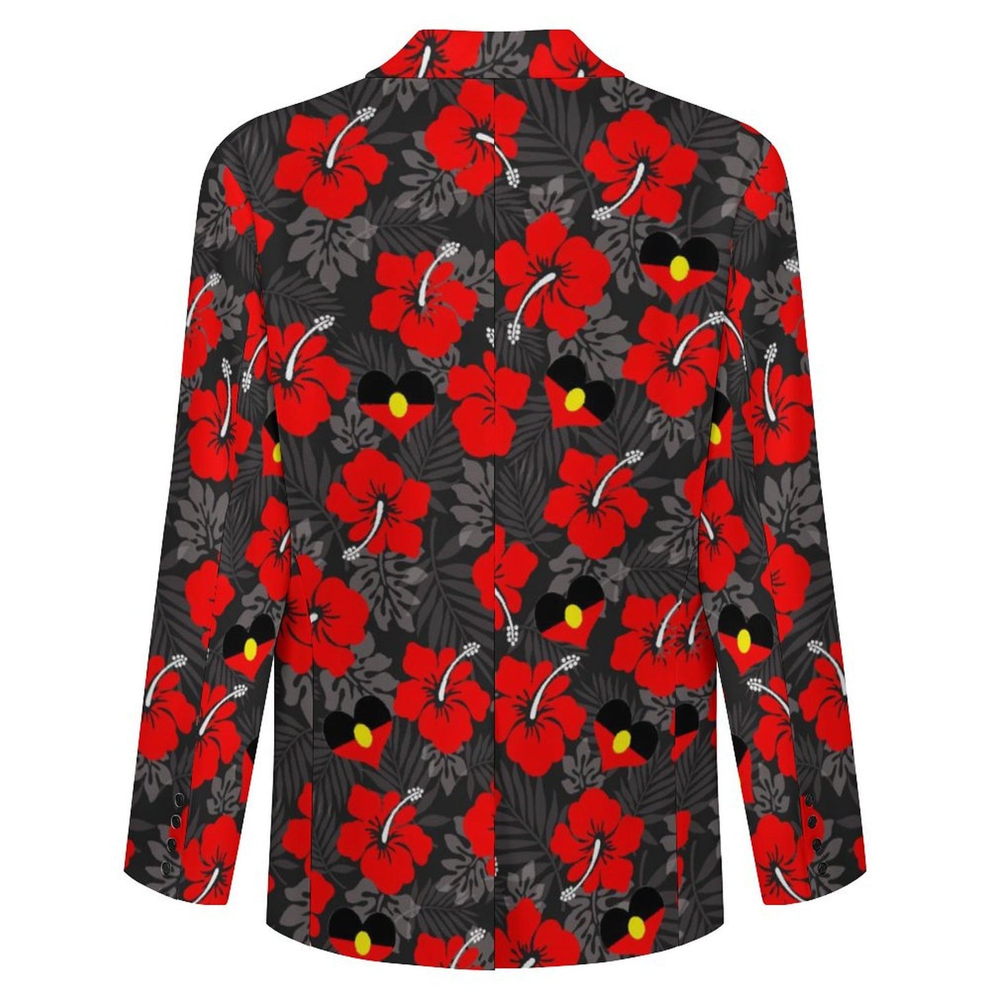 Hibiscus flowers with Aboriginal Heart Flag on Men's Blazer