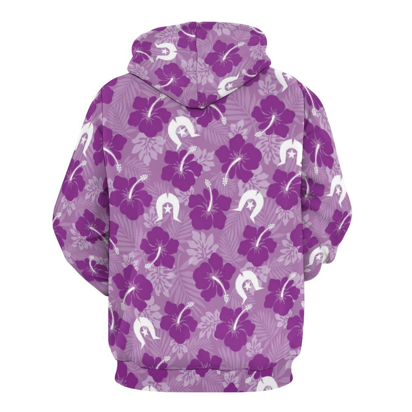 Hibiscus flowers with White Dhari (Royal purple) on Lady Hoodie with Double-layer Cap