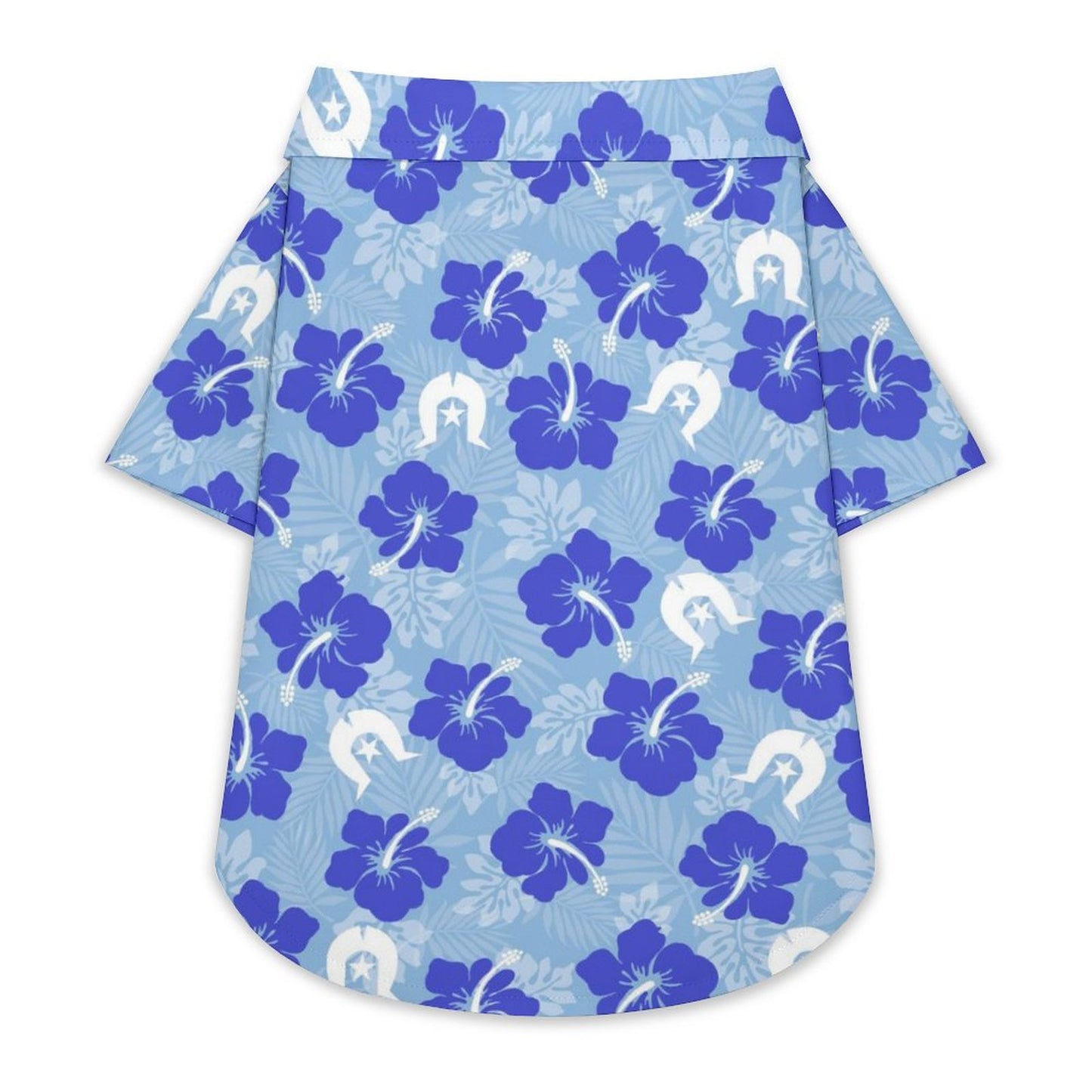 Hibiscus flowers with White Dhari (Sky blue) on Pet Shirt