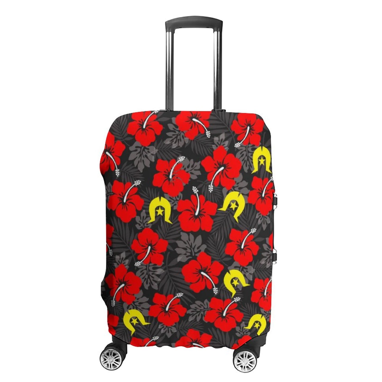 Royal Red Hibiscus with Yellow Dhari on Secure and Stylish Luggage Covers