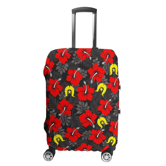 Royal Red Hibiscus with Yellow Dhari on Secure and Stylish Luggage Covers