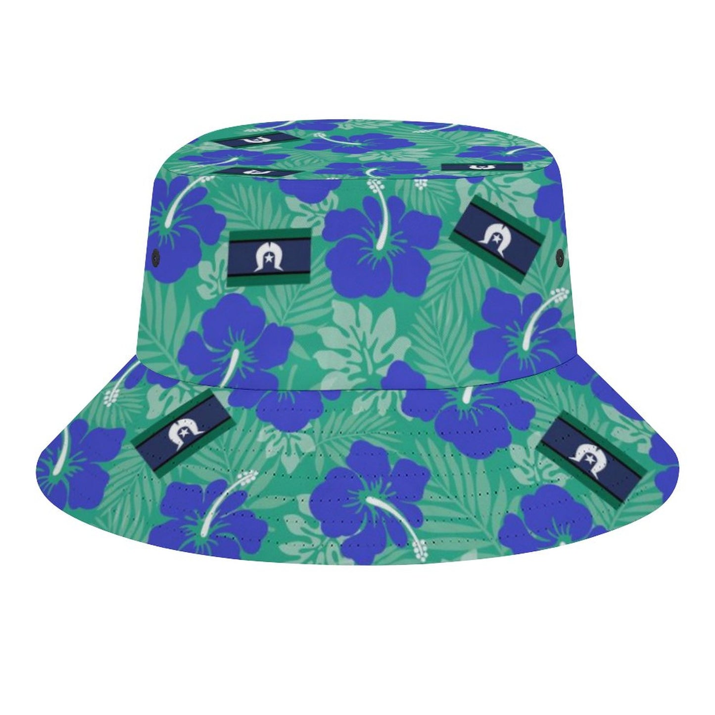 Hibiscus flowers with Torres Strait Flag on Bucket Hat